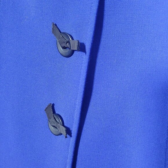 Tahari Arthur S. Levine Royal Blue Button Bow Detail, Long Coat Jacket Size 12P - Picture 6 of 12